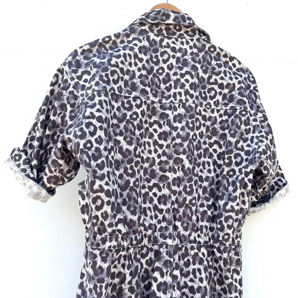 Overlover Hope Canvas Jumpsuit Boilersuit Lilac Leopard Medium Revolve - Picture 9 of 12